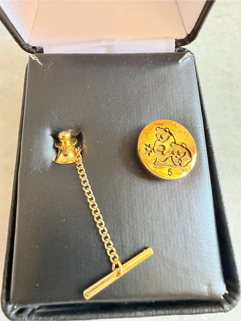 14KGF gold filled Panda tie tack set